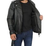 Biker Asymmetrical Belted Leather Jacket