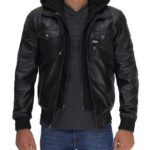 Leather Jacket With a Removable Hood
