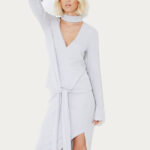 Lavish Alice Deep Bandeau Asymmetric Hem Midi Dress